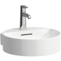 Lave-mains à poser VAL 400 x 425 mm avec trop-plein, sans trou pour robinet blanc LCC LAUFEN