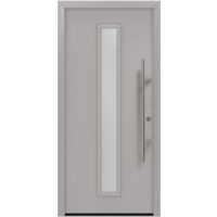 Porte d'entrée en métal PRO gris RAL9006 Satinato B1100mm H2100mm gauche RC2 DIN EN1627