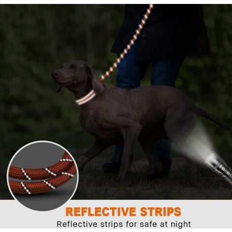 Laisse Chien Corde, Laisse pour Chien en Nylon avec Poignée Rembourrée Douce et des Fils réfléchissants, 1,5 m Laisse Forte pour Chien pour Chiens de Moyenne et Grande Taille, Orange