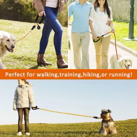 Laisse Chien Corde, Laisse pour Chien en Nylon avec Poignée Rembourrée Douce et des Fils réfléchissants, 1,5 m Laisse Forte pour Chien pour Chiens de Moyenne et Grande Taille, Orange