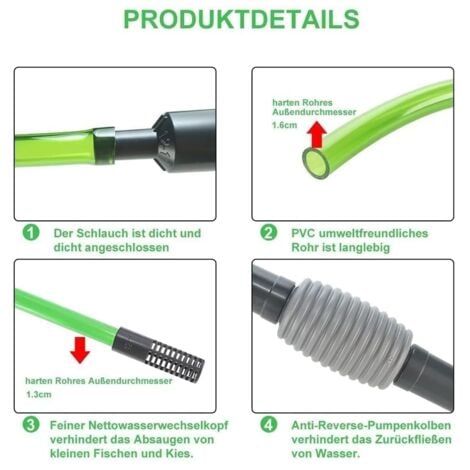 Changeur d'eau d'aquarium, kit de nettoyage de gravier d'aquarium avec siphon ，pompe vidange aquariumpour le changement d'eau d'aquarium et le nettoyage du sable