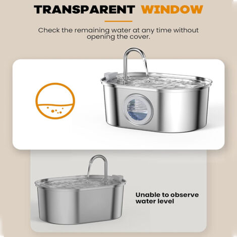 3.2L Fontaine à Eau pour Animaux de Compagnie en Acier Inoxydable, Fontaine à Eau pour Chat Ultra Silencieuse ,système de filtration quadruple,Convient aux Chats, Chiens et Autres Animaux de Compagnie