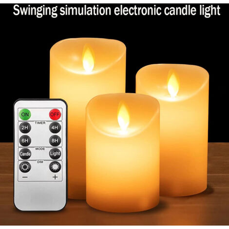 3 Pièces Bougies LED Bougie LED Flamme Vacillante Bougie Electrique avec Télécommande Bougies Sans Flamme 10cm 12.5cm 15cm pour Décorations de Fête d’anniversaire Mariage Hôtel Noël