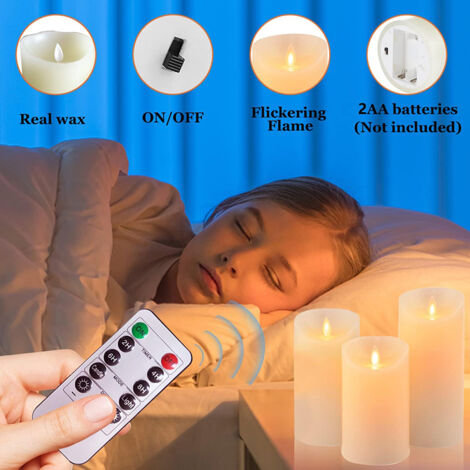 3 Pièces Bougies LED Bougie LED Flamme Vacillante Bougie Electrique avec Télécommande Bougies Sans Flamme 10cm 12.5cm 15cm pour Décorations de Fête d’anniversaire Mariage Hôtel Noël