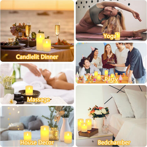 3 Pièces Bougies LED Bougie LED Flamme Vacillante Bougie Electrique avec Télécommande Bougies Sans Flamme 10cm 12.5cm 15cm pour Décorations de Fête d’anniversaire Mariage Hôtel Noël