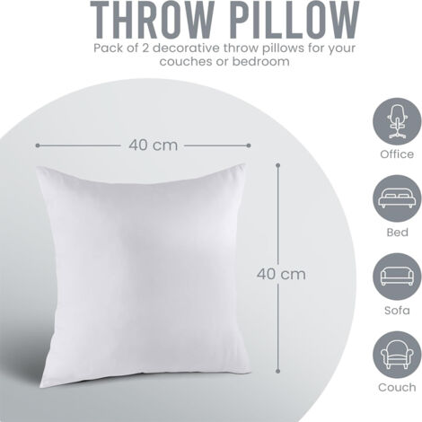 Lot de 2Bedding Coussins de Garnissage 40 x 40 cm , Coussin à Recouvrir, Oreillers Intérieur, Rembourrage Coussins,Housse en Mélange de Polyester (Blanc)