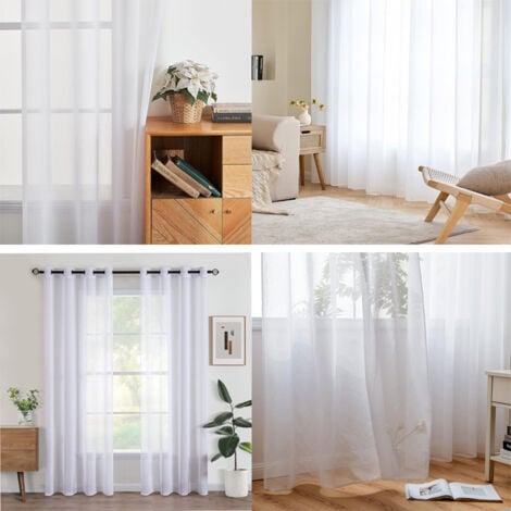 Rideau voilage ensemble de 2 pièces, rideaux chambre 140x260 cm, rideau occultant blanc, rideaux légers et respirants, adaptés à la décoration de la maison du salon, de la chambre à coucher.