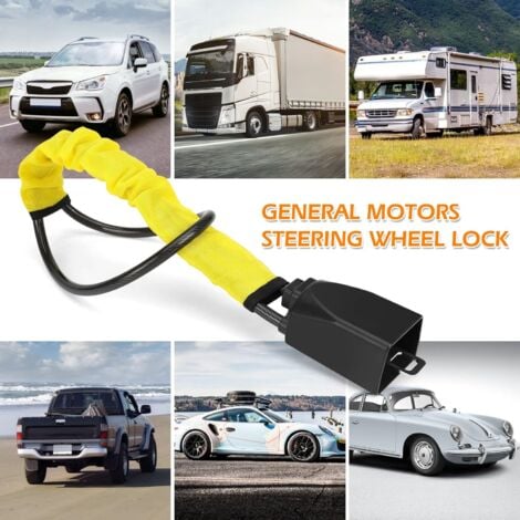 Antivol voiture,canne antivol voiture ajustement universel ,robuste Antivol couvre volant pour Les Voitures, Les Camions, Les Suv Et Les Fourgonnettes, 3 Clés (JAUNE)