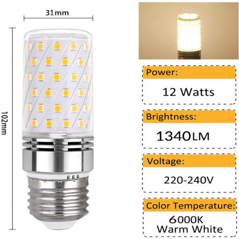 Lot de 4 ampoule  E27, ,ampoule led 1340LM, 16W ampoule LED Intérieur Équivalent 150W Lampe Halogène,Non-dimmable, Convient pour le Bureau, l'utilisation à la maison,Gros culot à vis E27 Maïs LED(6000
