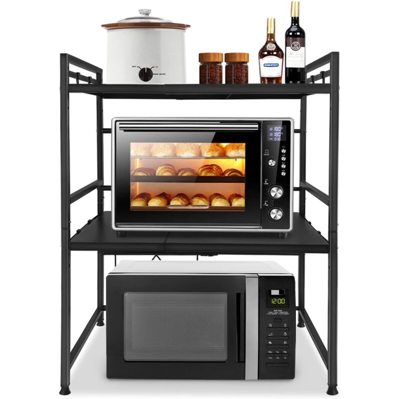 Mensola Espandibile Devesanter Per Microonde - 3 Livelli Con Ganci, Da 40 A 64cm, Nero