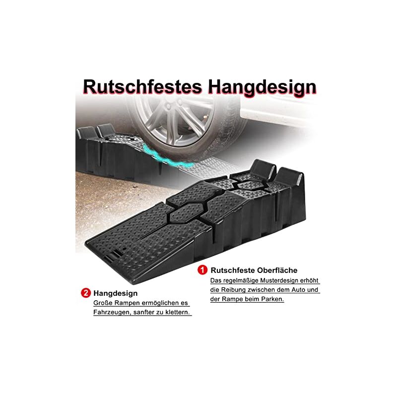 2 Rampe Di Carico In Plastica TRMLBE - 90x33x22.5 Cm, Portata 2.5T, Superficie Antiscivolo, Nero - Foto 10