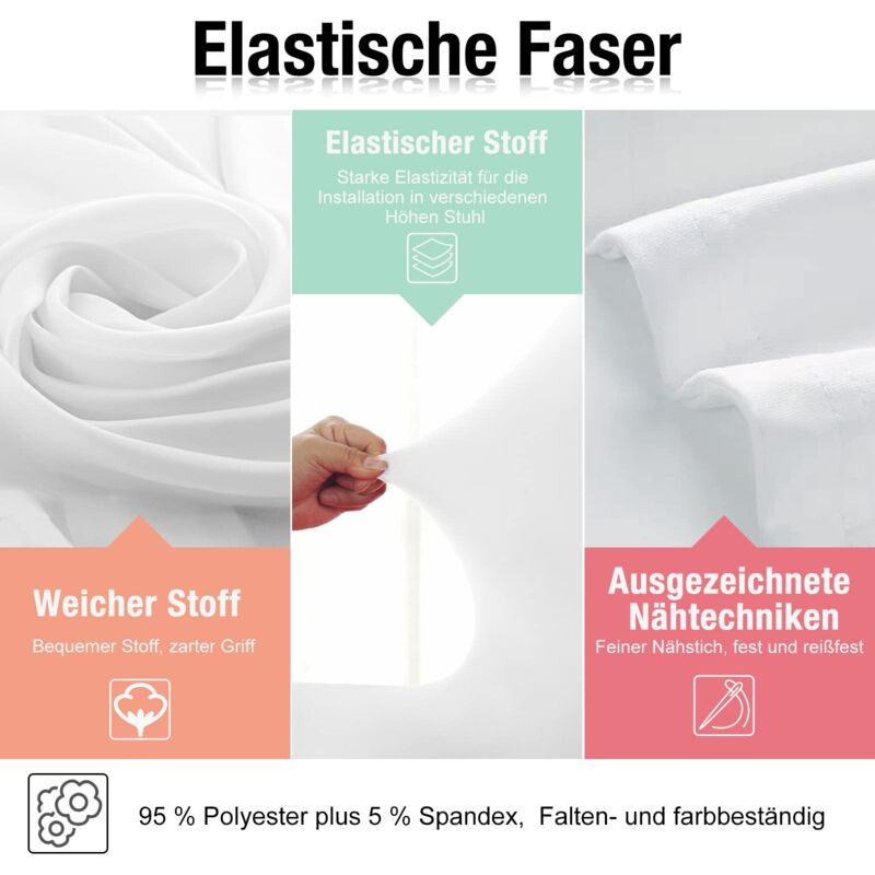 Coprisedia Universali Elasticizzati In Spandex – 50 Pezzi Bianco – Per Feste, Matrimoni E Banchetti - 2