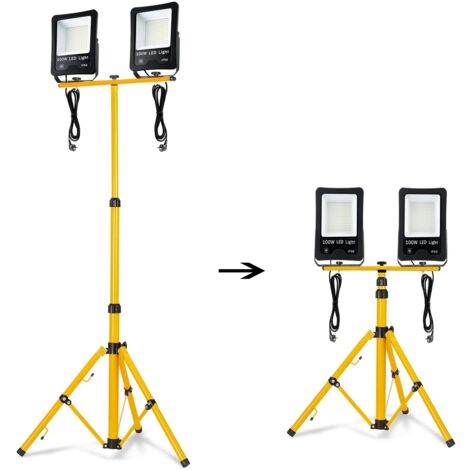 Wolketon Proiettore LED da esterno IP66 bianco freddo con treppiede 150W