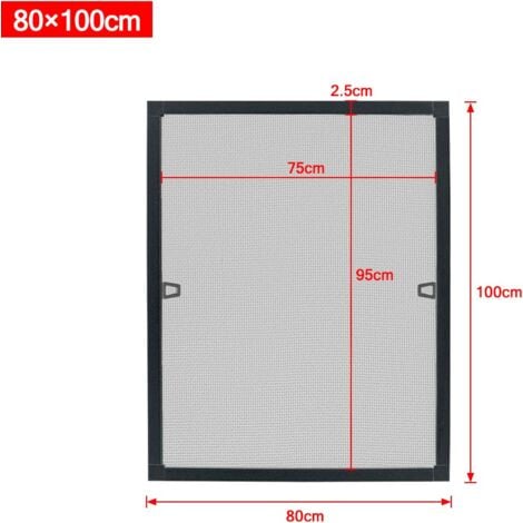 Zanzariera con telaio rete per finestra zanzariera tenditrice zanzariera telaio in alluminio senza forare 80x100 cm, antracite NAIZY