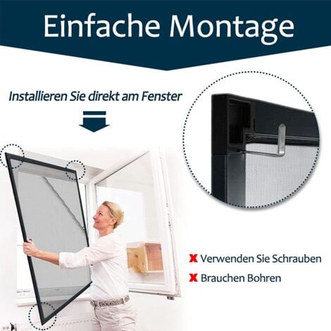 Zanzariera con telaio rete per finestra zanzariera tenditrice zanzariera telaio in alluminio senza forare 80x100 cm, antracite NAIZY