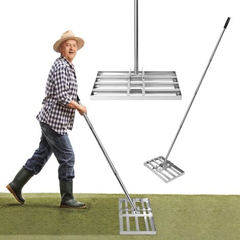 Rastrello Livellatore Per Prato In Acciaio Inox, 76x25 Cm, Con Manico Antiscivolo – Per Giardino, Pascoli E Campi Da Golf - 3