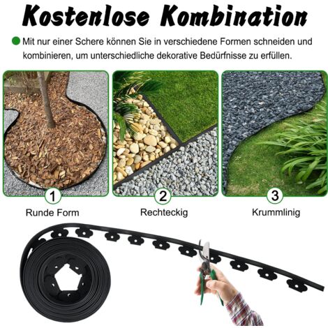 Kit Bordi Per Giardino 9,1 M Con 40 Punte | Bordo In Plastica PE Alto 5 Cm | Senza Scavo Per Aiuole E Prati