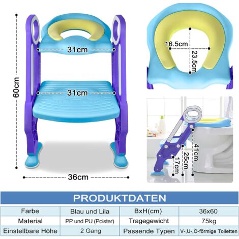 Riduttore Water Bambini con Scaletta, Sedile WC per Bambini con Scale, Morbido Cuscino, Pedali