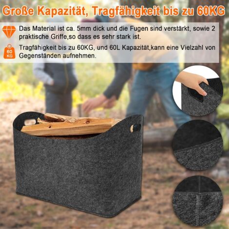 Borsa Per Legna Da Ardere In Feltro, 2 Pezzi Borse Spesa Cesto