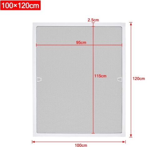 Zanzariera con telaio rete finestra zanzariera tenditrice zanzariera telaio in alluminio senza fori e viti 100x120 cm, bianco NAIZY