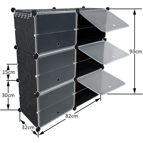 Scarpiera Fai Da Te In Plastica 163x124x32cm - 32 Scomparti, Nero, Portata 10kg Per Scomparto - Foto 5