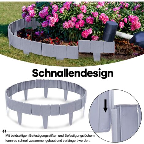 Bordo Prato Effetto Pietra | 5 Metri Flessibile | Grigio | Per Aiuole, Giardino | Facile Installazione