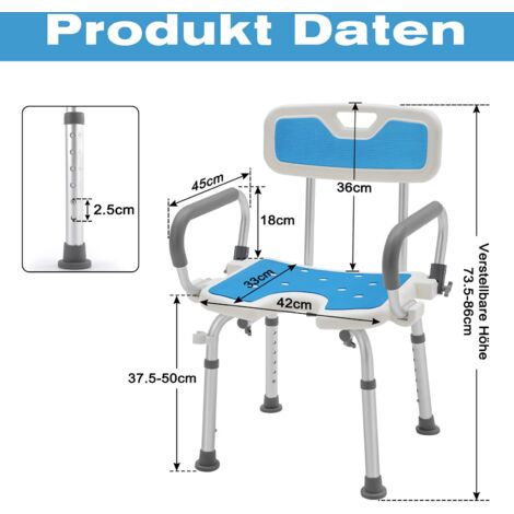 Arebos Sgabello Da Doccia | Sedile Doccia | Seduta Bagno Rettangolare