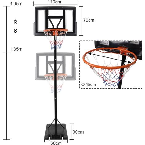 Tabellone Basket Da Parete 76 Cm - Con Rete, Polietilene UV, Per Interni Ed Esterni - Foto 5