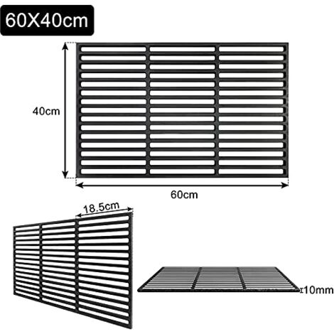 Griglia in ghisa per barbecue, griglia a carbone, griglia a gas, griglia per griglia, griglie smaltate, accessori per griglia, 60 x 40 cm. NAIZY