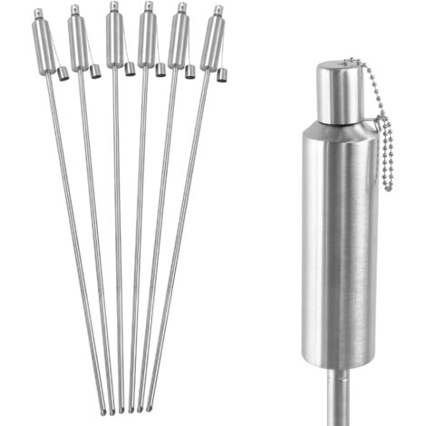 Set Di 6 Torce A Olio LARS360 – Acciaio Inox 150 Cm, 330 Ml, Stoppino In Fibra Di Vetro E Tappo Antincendio