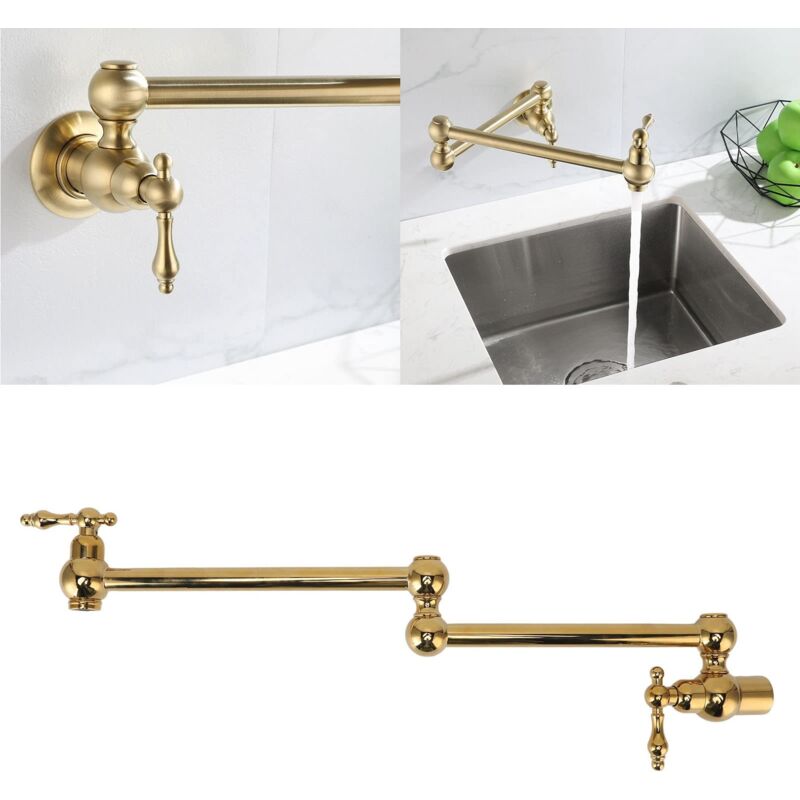 Fransiton Topffüller Mattschwarz – Messing Einloch-Wasserhahn Mit 2 Griffen, Faltbar & Dehnbar, Für Küche/Restaurant, US/CA-Standard