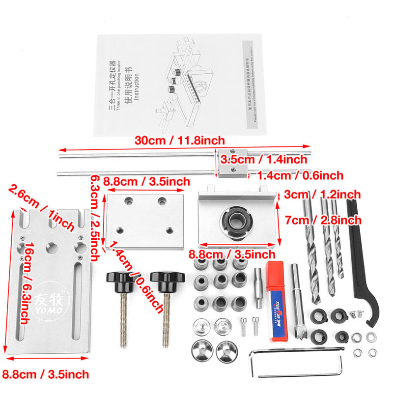 Fafeicy 3-in-1 Bohrführungs-Set – Selbstzentrierend Für Dübel, 6/8/10/15 Mm, Aus 6061 Aluminiumlegierung