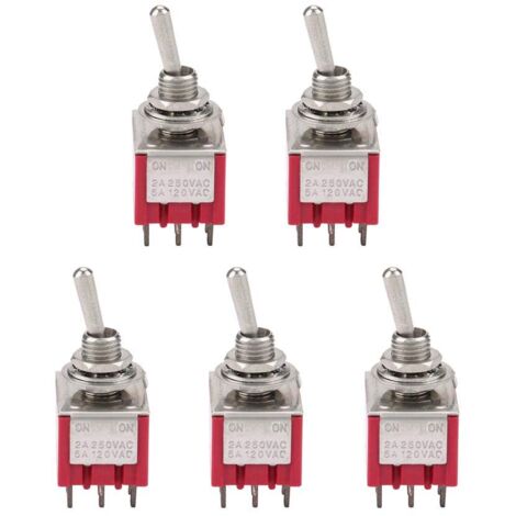 Ej.Life 5pcs Mehrfach Kippschalter, 2A/250V Ac 5A/120V AC On-on 2 positionen Wechselschalter Kippschalter 3pdt 9 Pin 3 Positionen, Knopfkopfdurchmesser 6mm A