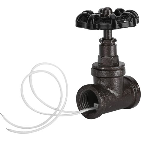 Ej.Life Vintage Steampunk Eisen-Absperrventil-Lampe, Retro-Charme, Einfache Installation, Vielseitiger Schalter, Langlebiges Material für Heimdekoration, Schwarz, 1/2-Zoll-Ventil A