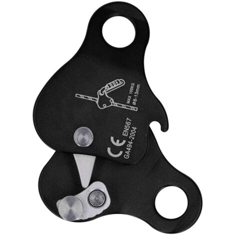 Ej.Life Kletterseilgreifer, 8-13 Mm Aluminiumlegierung, Selbstsichernde Klettersteigklemme, Absturzsicherung, Sicherungsgerät für Outdoor-Klettern, Bergsteigen(Schwarz) Wandercamping A
