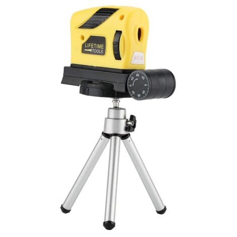 Ej.Life Horizontale Ebene Laser Wasserwaage Laserpegel Punkt Linie Kreuz Horizontale Vertikale Ausrichtung Einstellwerkzeug mit Stativ, ABS Kunststoffschale, 100% nagelneu, Gelb, 8,3 3,3 6 cm A (1/5)