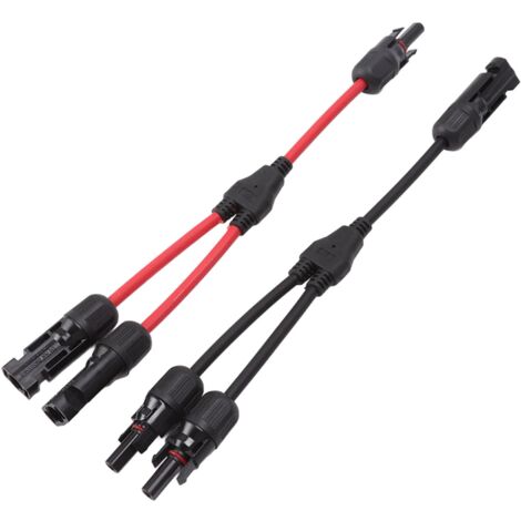Ej.Life Y-Zweig-Solarpanel-Adapterkabel, Flammhemmender Solar-PV-Paralleladapter mit Starker Elektrischer Leitfähigkeit (rot schwarz)