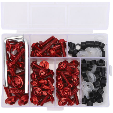 Ej.Life Universal Verkleidungsschrauben Dichtungsschlüsselsatz Motorradzubehör Hochwertiges Hardware-Set (Rot) (1/5)