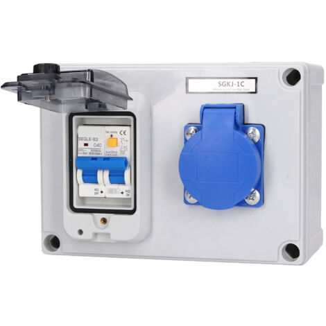Ej.Life Steckdosenbox, Schutzart IP54 Steckdose mit 230V 40A 1P+N RCD für Innen- und Außenbereiche