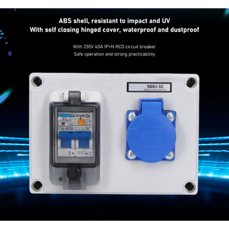 Ej.Life Steckdosenbox, Schutzart IP54 Steckdose mit 230V 40A 1P+N RCD für Innen- und Außenbereiche