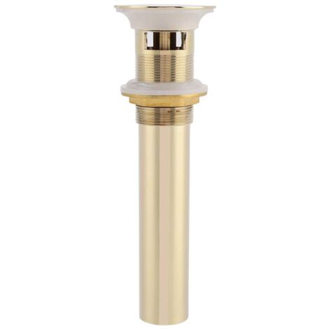 Ej.Life Push Open Waschbecken Ablau Universal Ablaufgarnitur Pop Up Ventil G1 1/4" aus Messing mit Überlauf für Waschbecken & Waschtisch( Gold) (1/5)