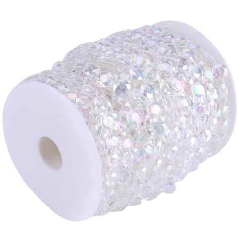 Ej.Life Crystals Girlande 30m Acryl Kristallähnliche String Perlen Kette für DIY Ornamente Handwerk Perlen Festival Party Decor Vorhang Hochzeit/Geburtstag/Party Dekorationen(AB löschen) (1/5)
