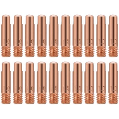 Ej.Life 20 Stück Kupfer-Kontaktspitze Schweißspitzen für 15AK MIG/MAG Schweißbrenner-Verbrauchsmaterialien 0,8/1,0 mm(1.0mm)