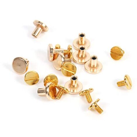 Ej.Life Knopfschrauben, 10 Sets 8 mm, Knöpfe, DIY, Nieten, Leder, Schraube, Knopf, Nieten, Nieten, Bolzen, Screwback für Gürtel, Nieten, DIY, Gold (8 mm)