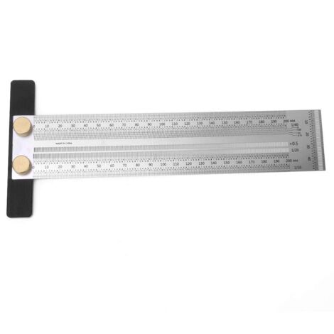 Ej.Life Scriber Lineal Edelstahl T Typ Lochlehre Lineal für Tischlermessung Beschriftung(200mm) (1/4)
