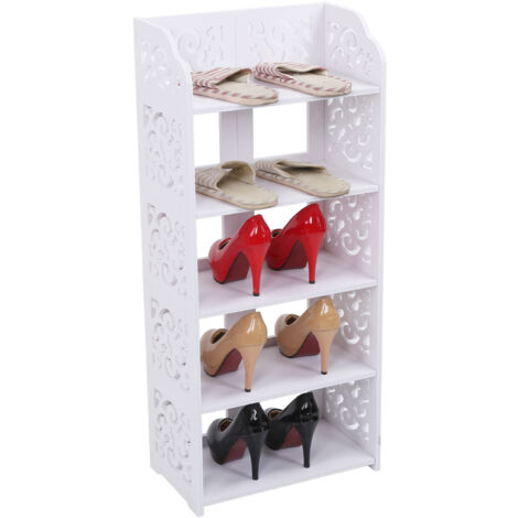 Ej.Life Schuhregal,Küchenregal Weiß Bücherregal 5 Böden Umwelt PVC Hollow Out Schuhregal Standregal 40 x 23 x 90 cm Schrank Schuhständer Stiefelschrank Schuhablage (1/5)