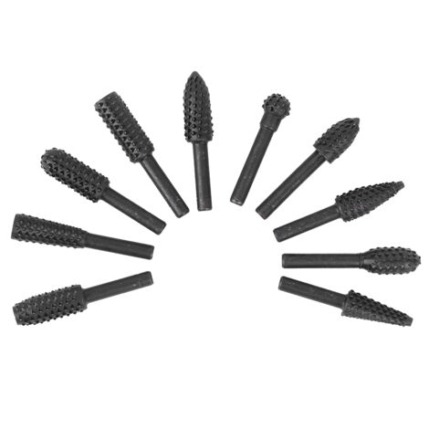 Ej.Life 10-teiliges Frässtift-Set, Rotierende Fräsfeilen, Elektrische Raspelfeile, Holzbearbeitungs-Schnitzwerkzeug, für 1/8-Zoll-Schaft, Alle Elektrischen und Kabellosen Bohrmaschinen (1/5)