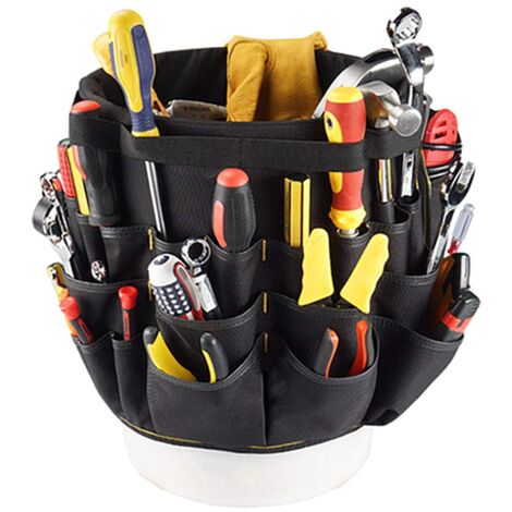 Ej.Life Werkzeugeimer Werkzeug-Organizer, Eimer-Werkzeughalter und Organizer aus Segeltuch mit 56 Taschen für die Eimer-Organisation Eimer-Typ Hardware-Werkzeug-Eimer-Tasche