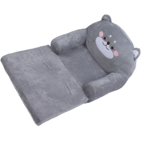 Ej.Life Faltbares Kindersofa Im Cartoon-Stil, Graues Kindersofa Im Hundestil, 2-in-1-Kinderschlafsofa, Sessel mit Breiter Rückenlehne und Niedlicher Kindercouch, Weicher Kleinkindstuhl (1/5)