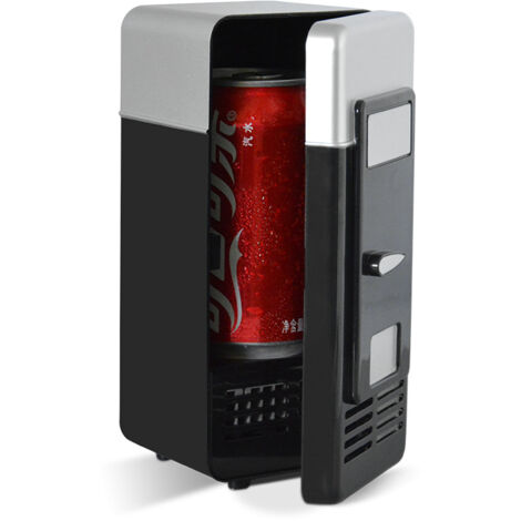 Ej.Life R Schlafzimmer Vorne Leer, USB-Kühlschrank, Kleiner Kühlschrank füR das Büro, Tragbarer Kühlschrank füR Dosen-LED-Mini-USB-Kühlschrank, USB-Kühlschrank, Getränke, Getränkedosen, (Schwarz)